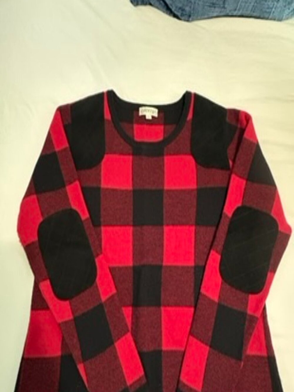 Orvis Buffalo Check Sweater with Elbow Patches